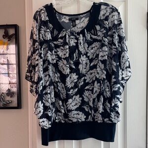 Alfani Floral Print Top with Sheer Sleeves
